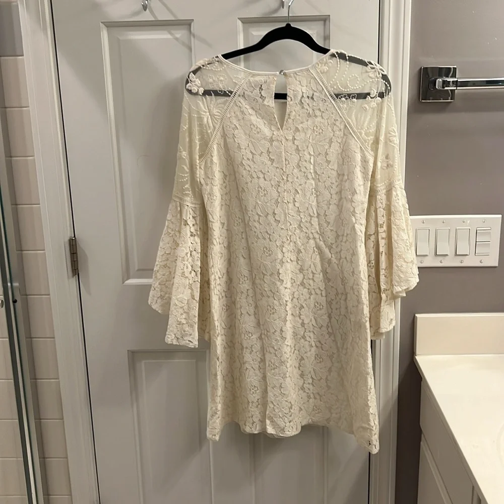 Cynthia Steffe Lace Bell Sleeve Sheath Above the Knee Mini Dress - Picture 6 of 7